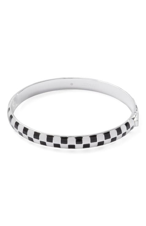 Black & White Checker Hinge Bangle