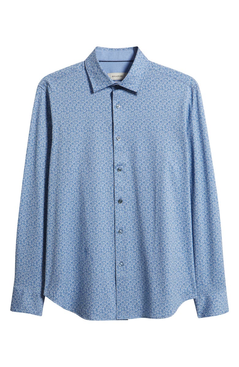 Bugatchi Jimmy OoohCotton<sup>®</sup> Bubble Print Button-Up Shirt, Main, color, Cobalt