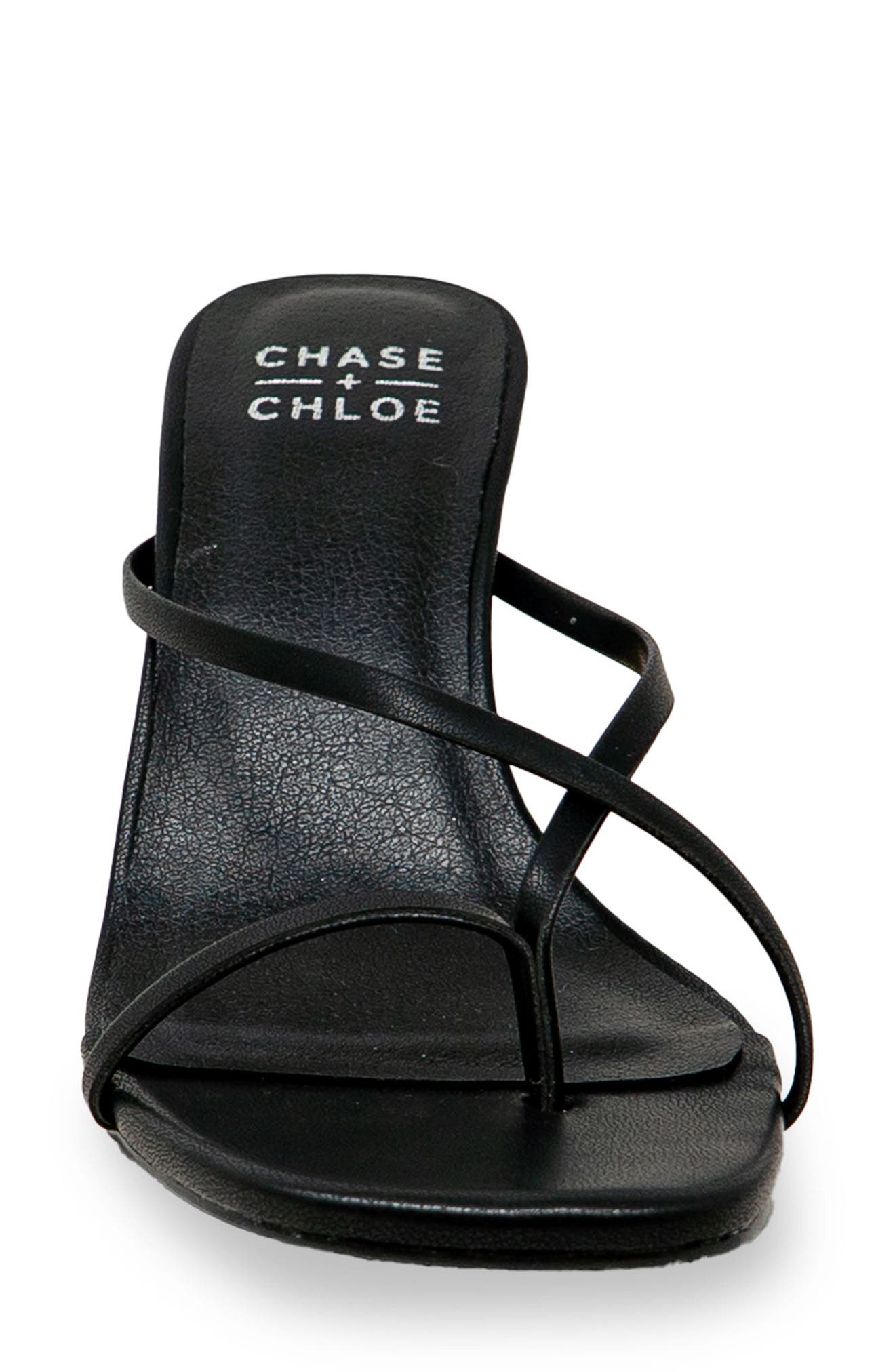 Sculpted Strappy Toe Post Sandal, Alternate, color, BLACK PU