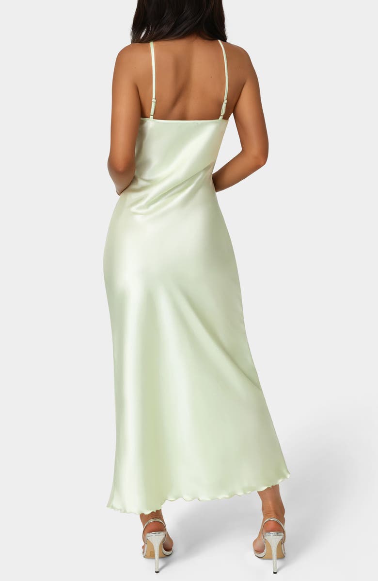 bebe Satin Halter Dress, Alternate, color, Heather Sage