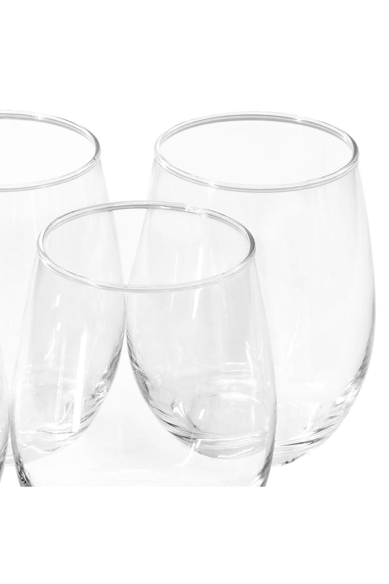 Belinni 4 Piece 18oz Classic Stemless Wine Glass Set, Alternate, color, Clear