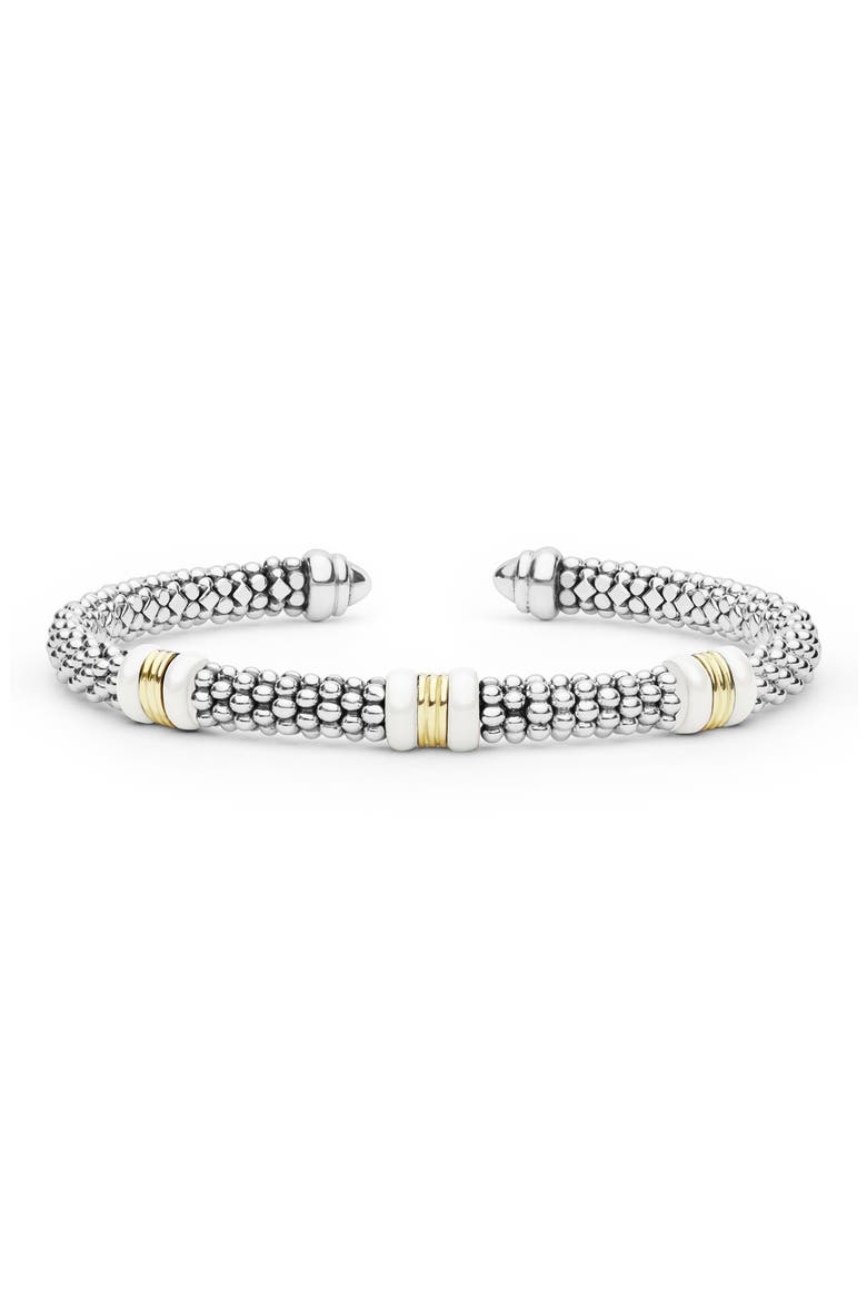 Signature Caviar 18k Gold & Ceramic Cuff, Main, color, TWO-TONE