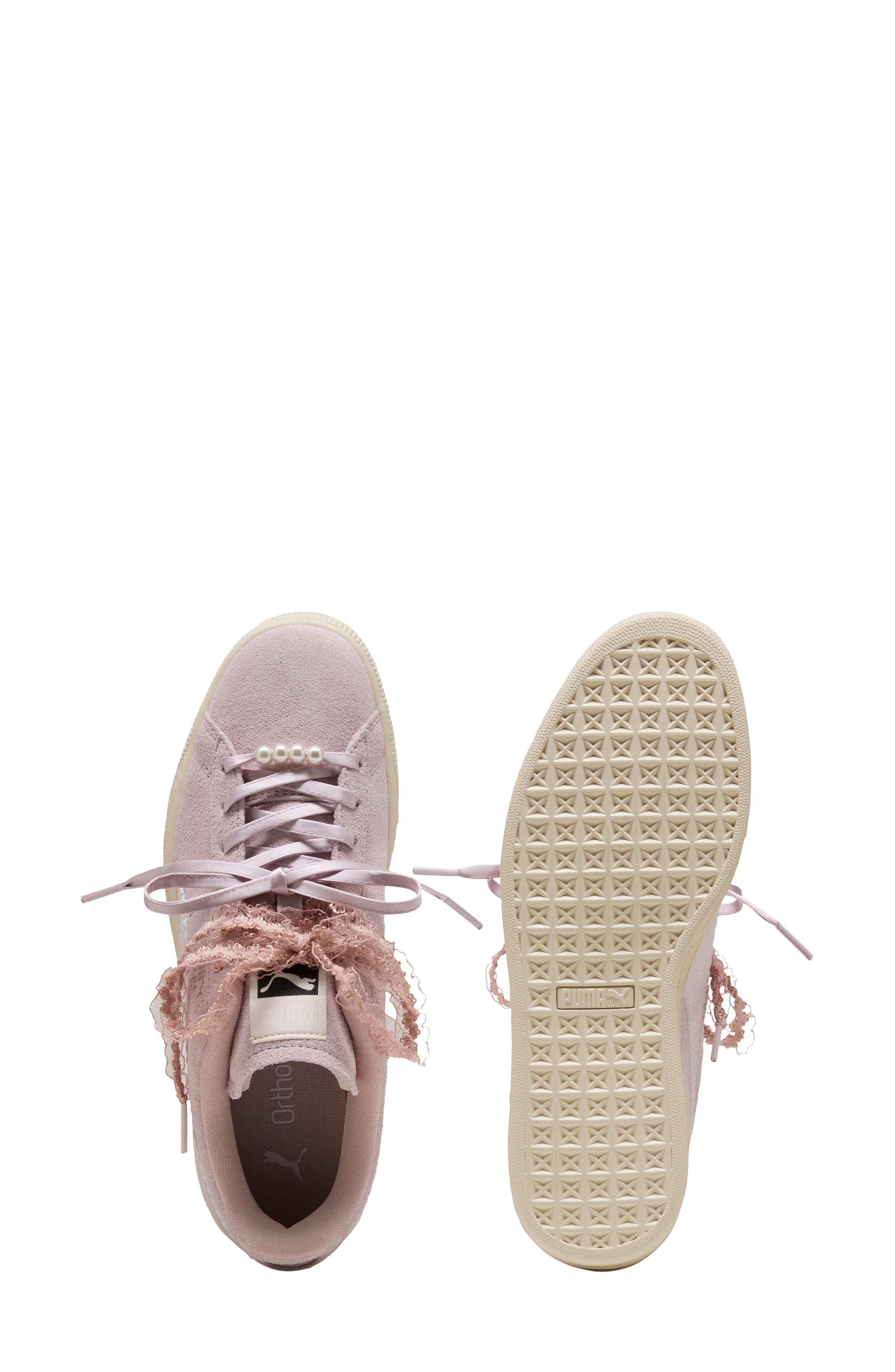 Suede Bloom Sneaker, Alternate, color, MISTY PINK/ POWDER PINK