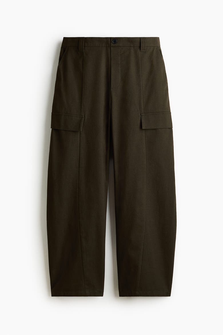 Barrel-leg Cargo Pants, Main, color, Dark khaki green