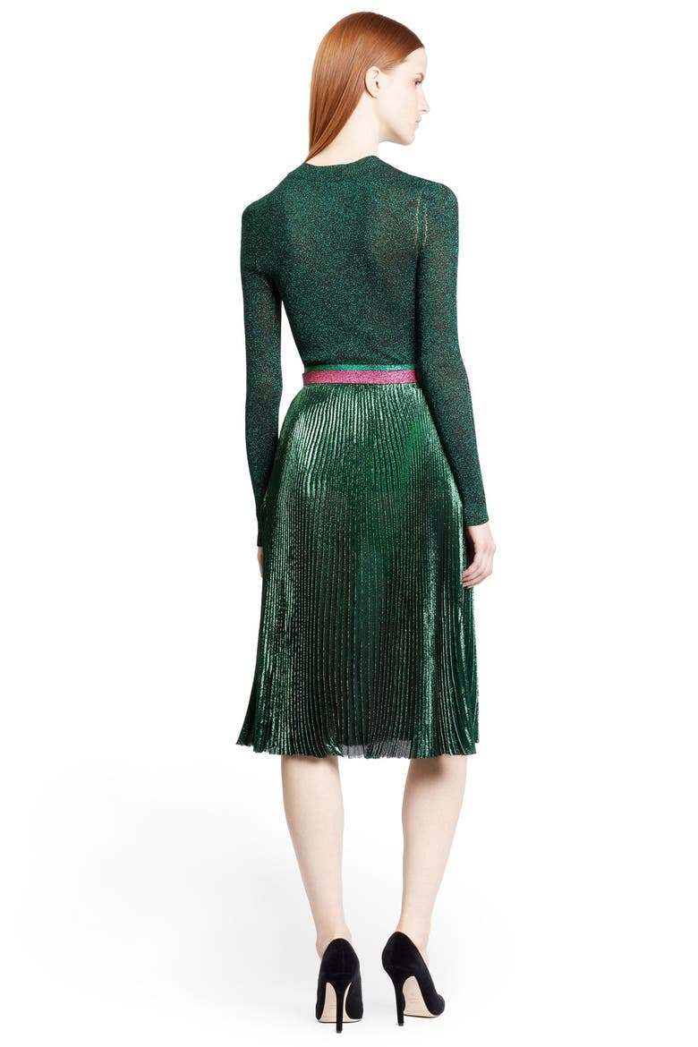 Knit Metallic Sweater, Alternate, color, OLIVE