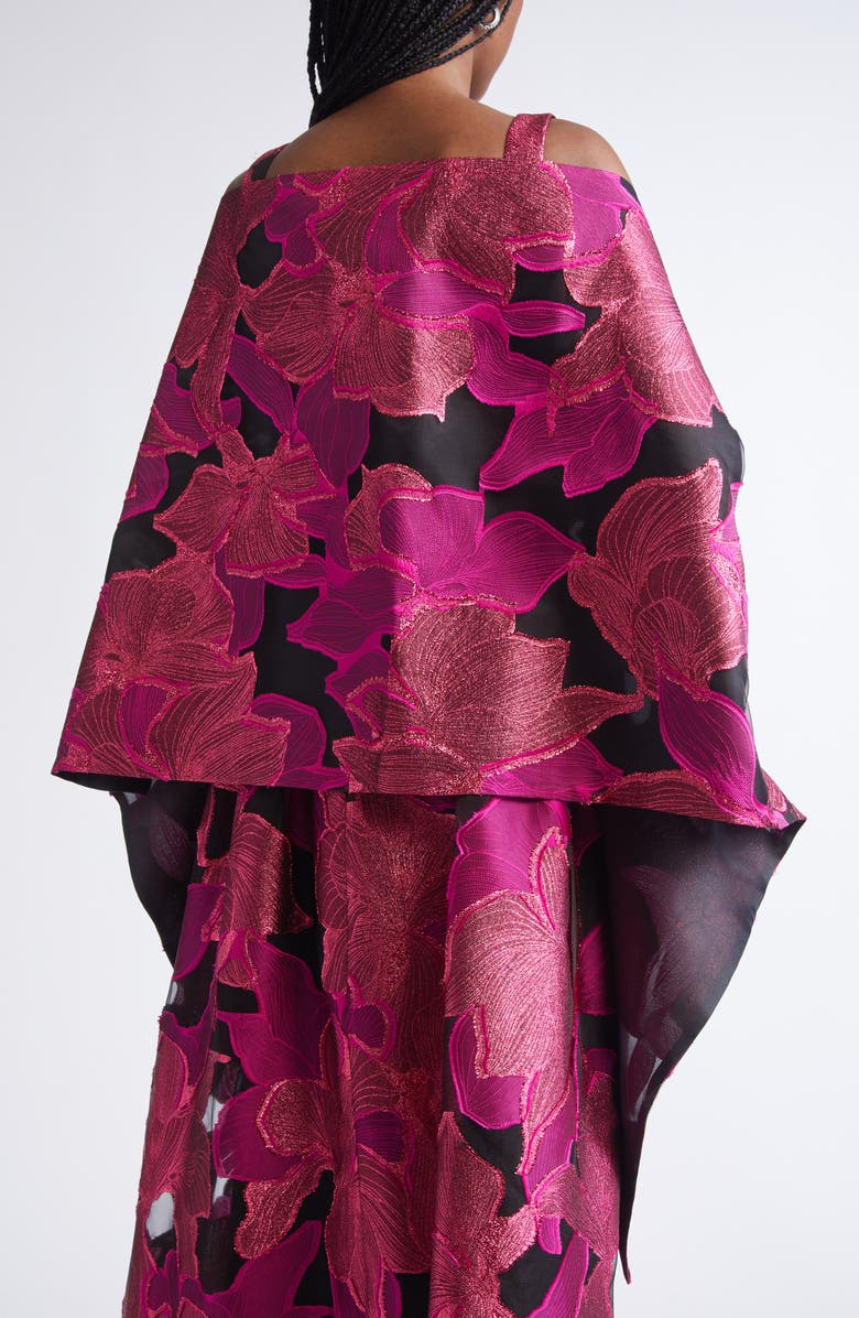 ST. JOHN Metallic Jacquard Organza Cape, Alternate, color, Hot Pink