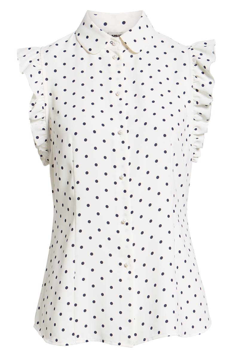 ZDNU ANNE KLEIN NEW YORK Anne Klein Polka Dot Ruffle Sleeve Blouse, Alternate, color, 