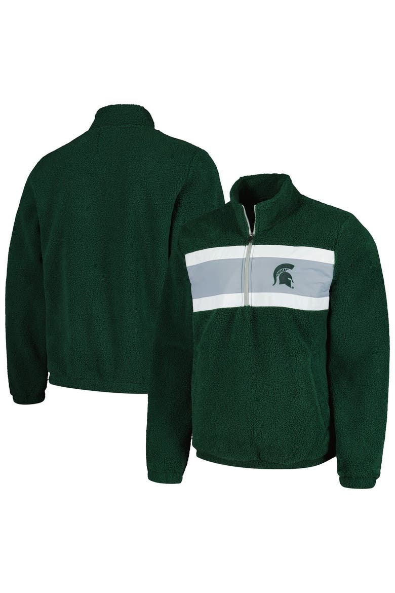 Men's G-III Sports by Carl Banks Green Michigan State Spartans Pinch Runner Half-Zip Top, Main, color, Green