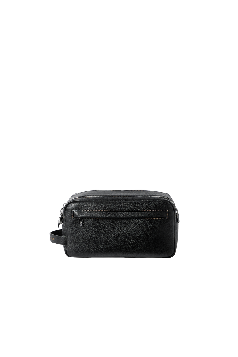 Grained calfskin beauty case with double zipper, Alternate, color, Black