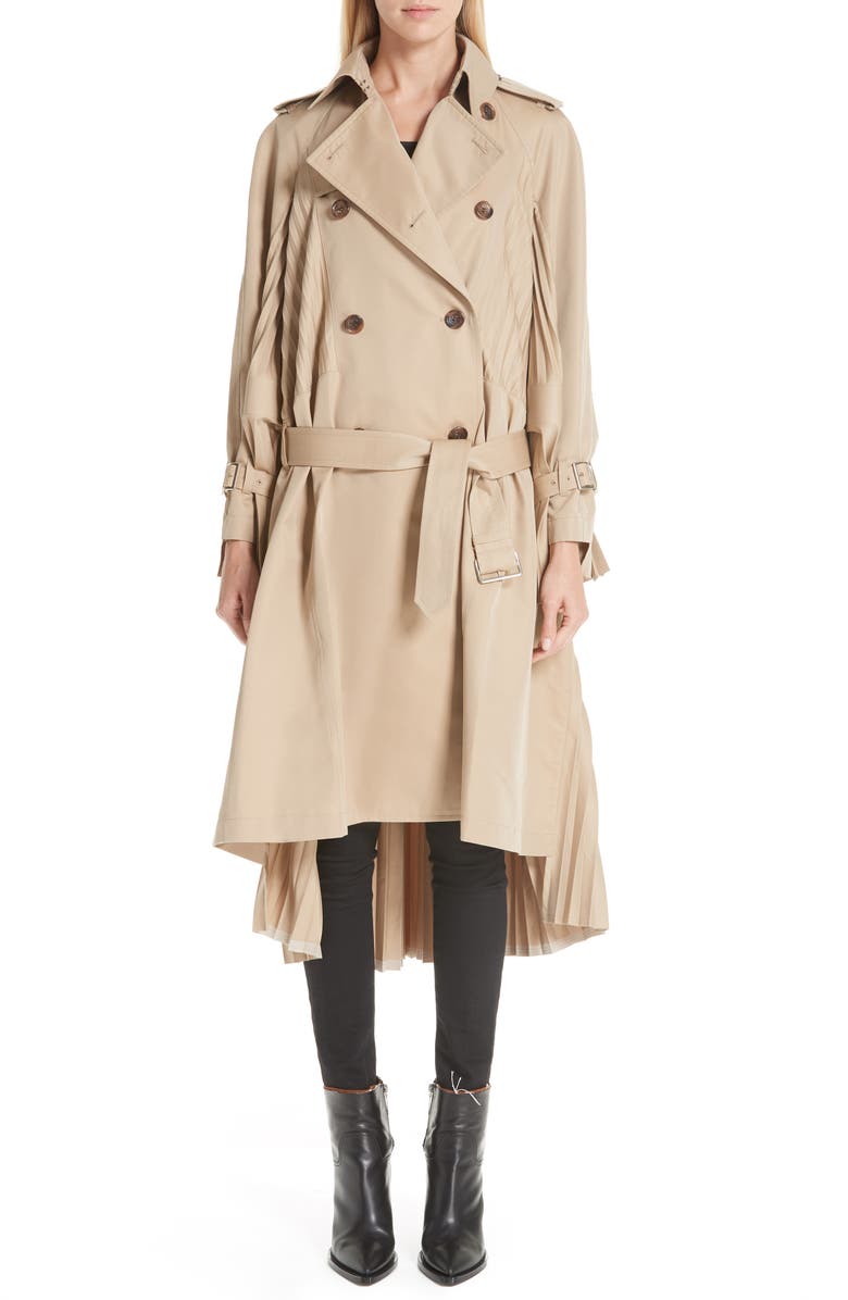 Junya Watanabe Pleated Trench Coat, Alternate, color, 