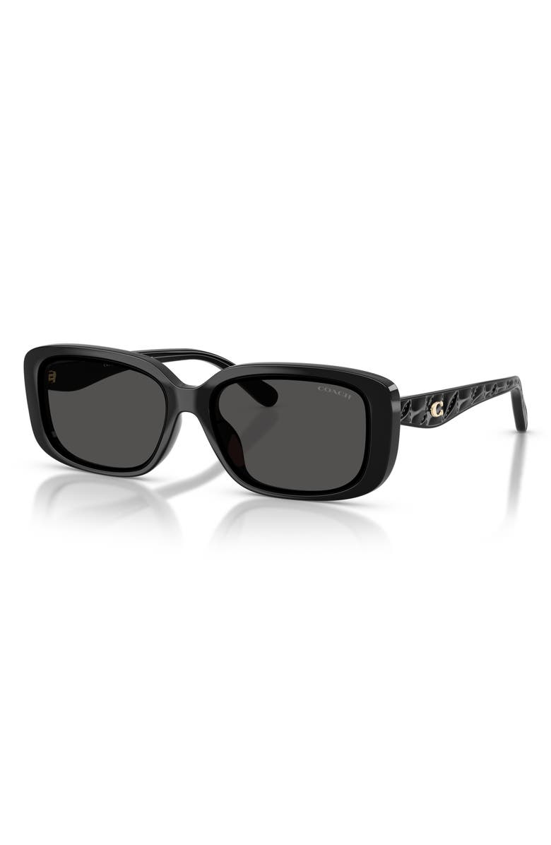 COACH 57mm Rectangular Sunglasses, Alternate, color, Black / Grey Solid