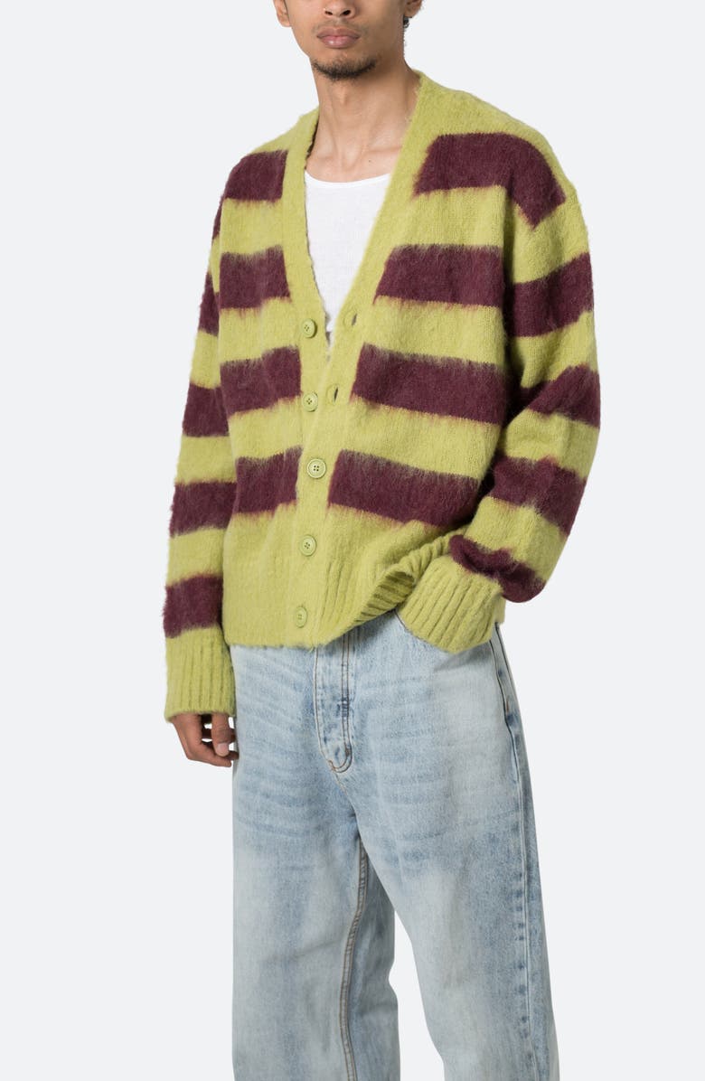mnml Striped Cardigan, Alternate, color, Green/ Brown