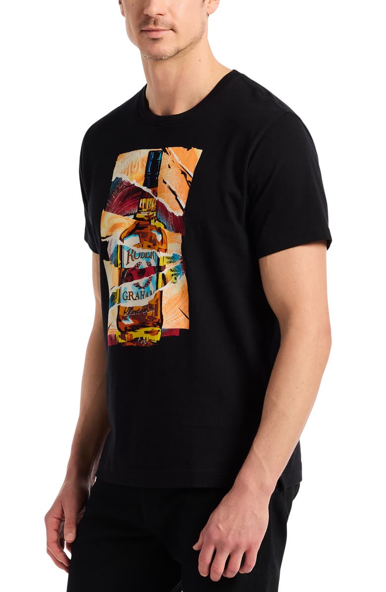 Robert Graham Whiskey Wisdom Short Sleeve Cotton Graphic T-Shirt, Alternate, color, Black
