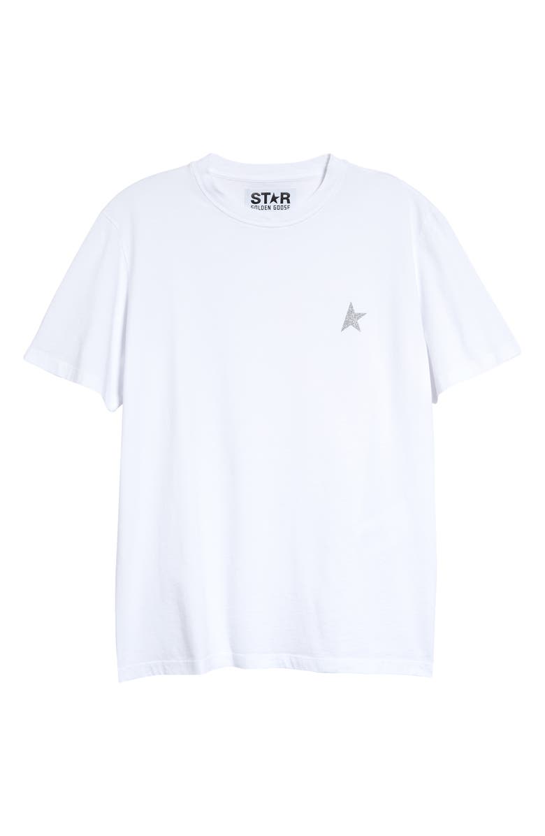 Golden Goose Women's Glitter Star Cotton Logo Tee, Main, color, White/ Silver