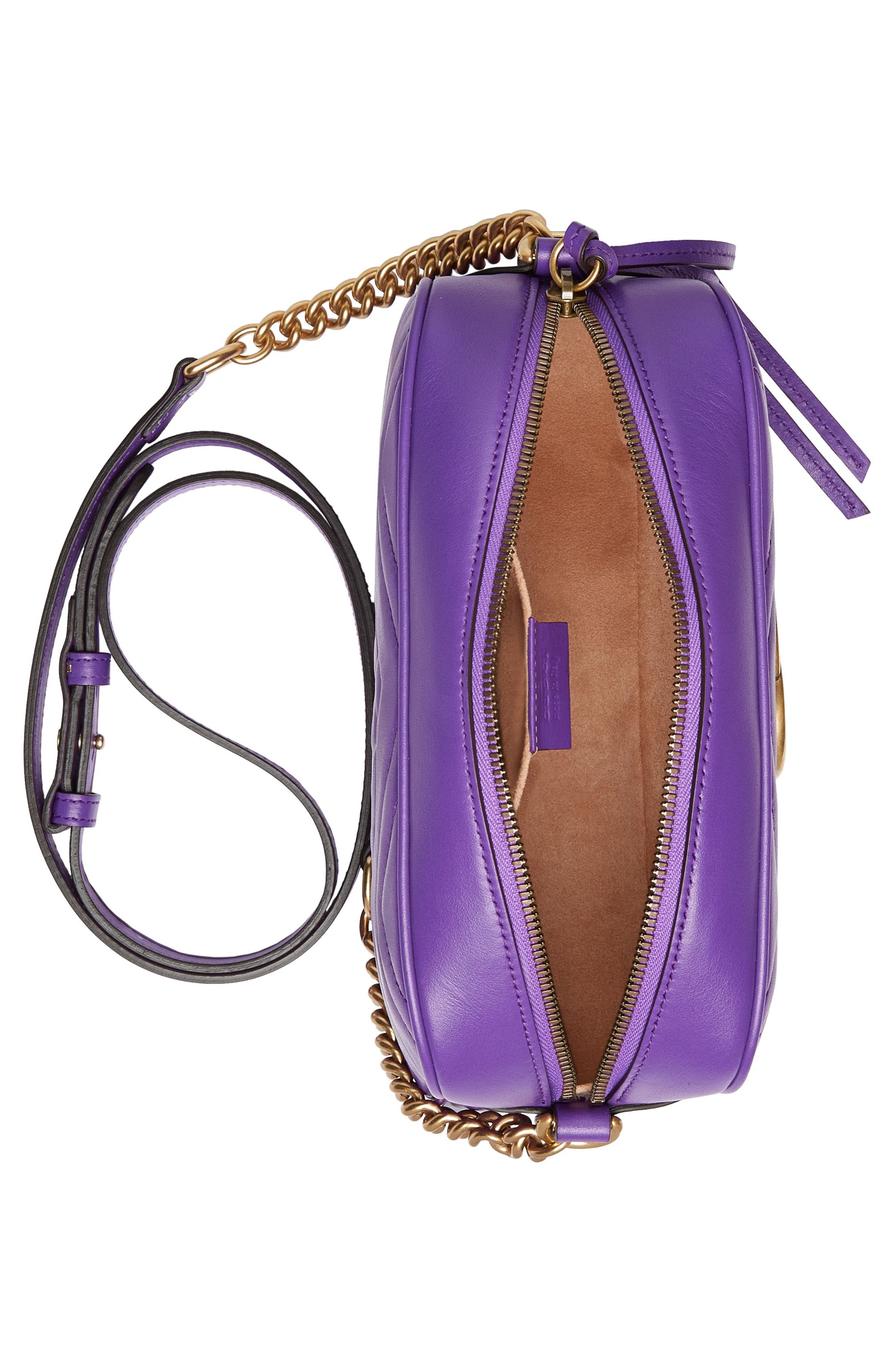 Small GG 2.0 Matelassé Leather Camera Bag, Alternate, color, PURPLE/ PURPLE