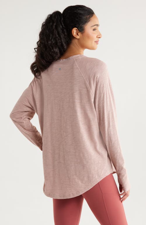 Zella Relaxed Washed 2.0 Long Sleeve Slub Tee In Gray