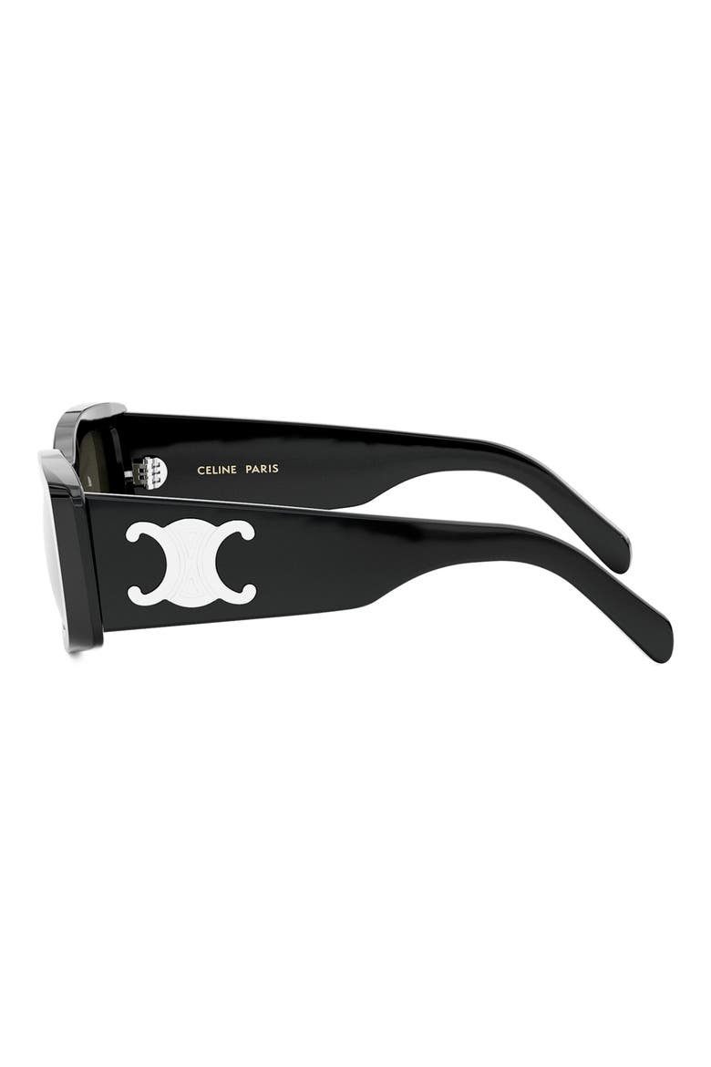 Triomphe 53mm Rectangular Sunglasses, Alternate, color, SHINY BLACK / SMOKE/ SILVER