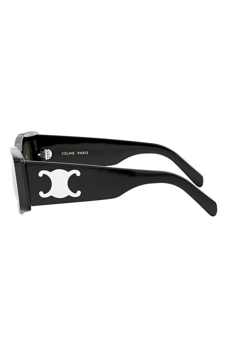 CELINE Triomphe 53mm Rectangular Sunglasses, Alternate, color, Shiny Black / Smoke/ Silver