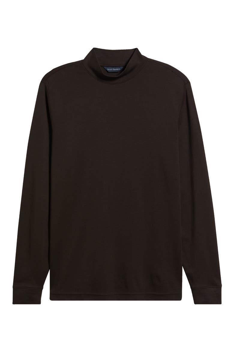 Pima Cotton Interlock Mock Neck Top, Alternate, color, DARK CHOCOLATE