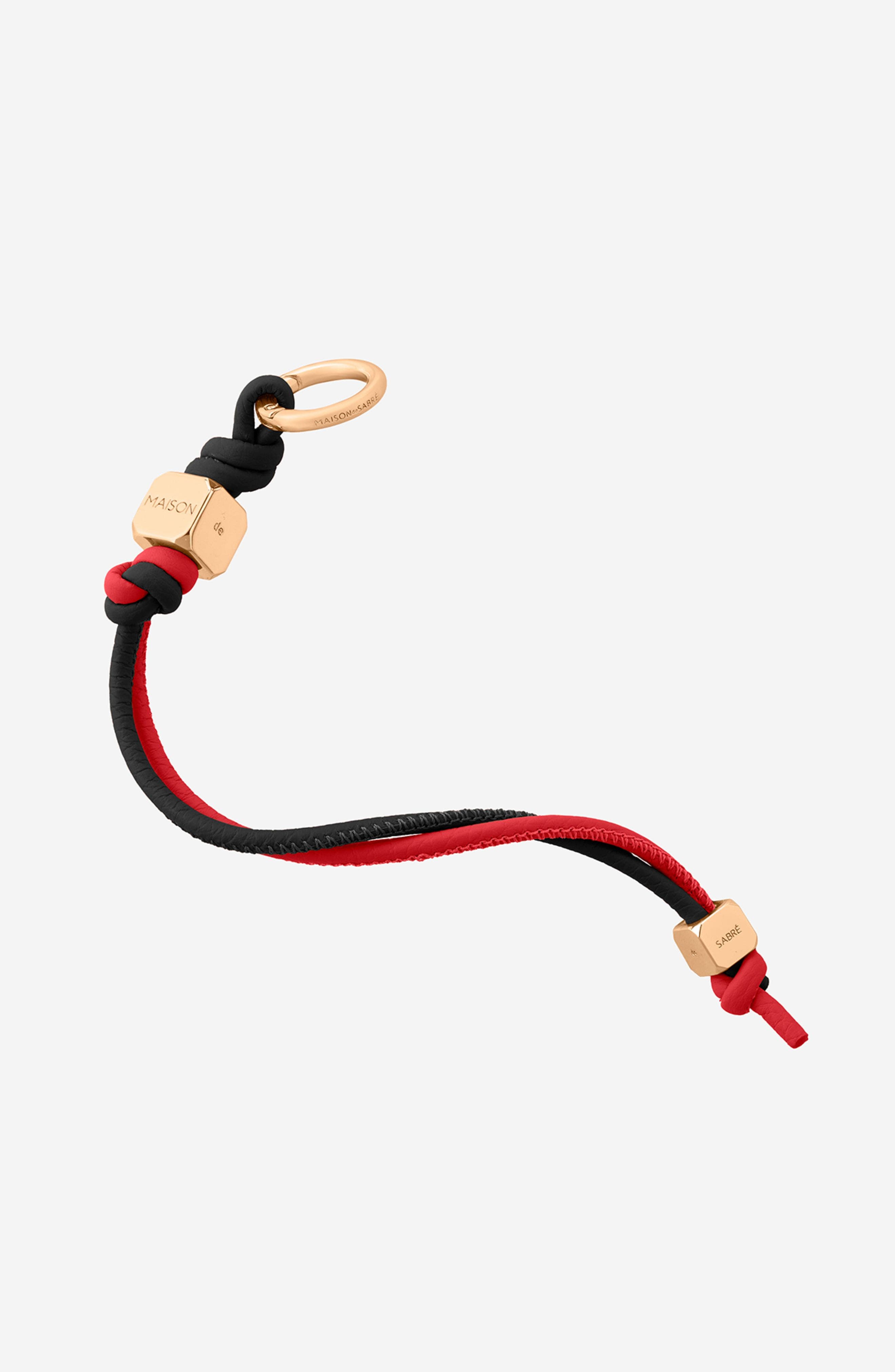 MAISON de SABRÉ Leather Wristlet Charm, Main, color, Rouge Noir