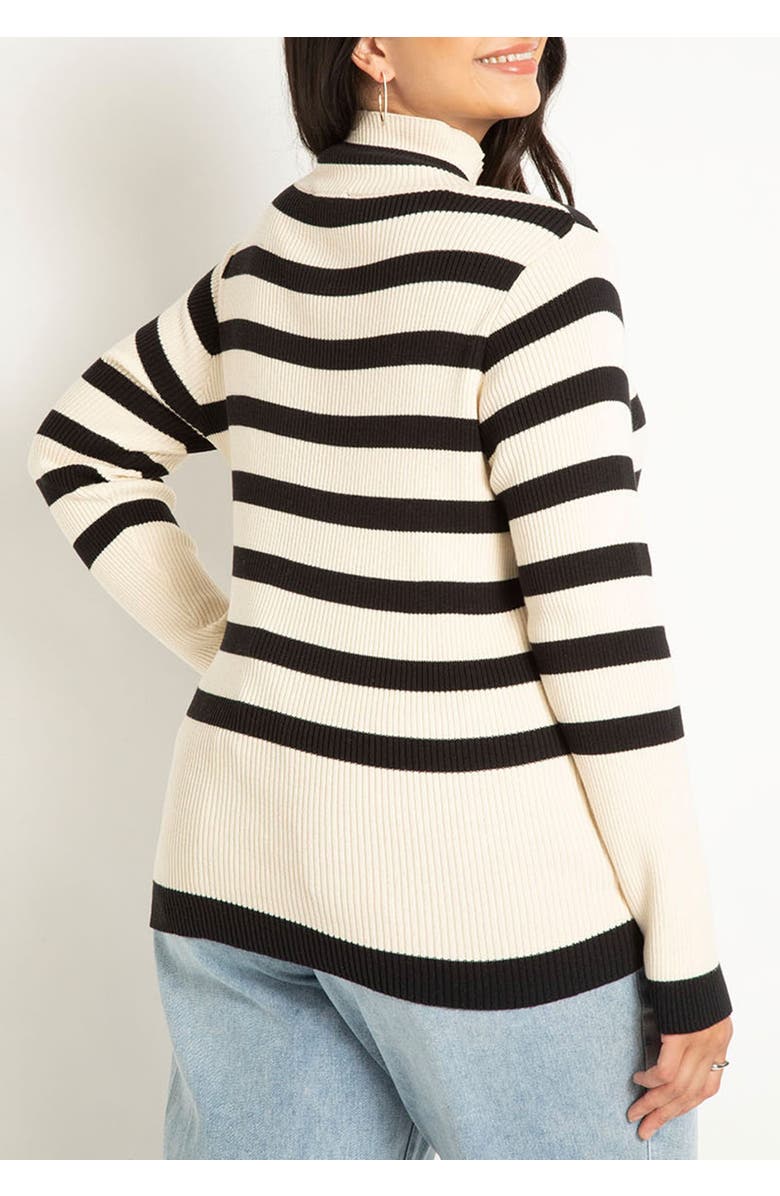ELOQUII Striped Mock Neck Sweater, Alternate, color, 