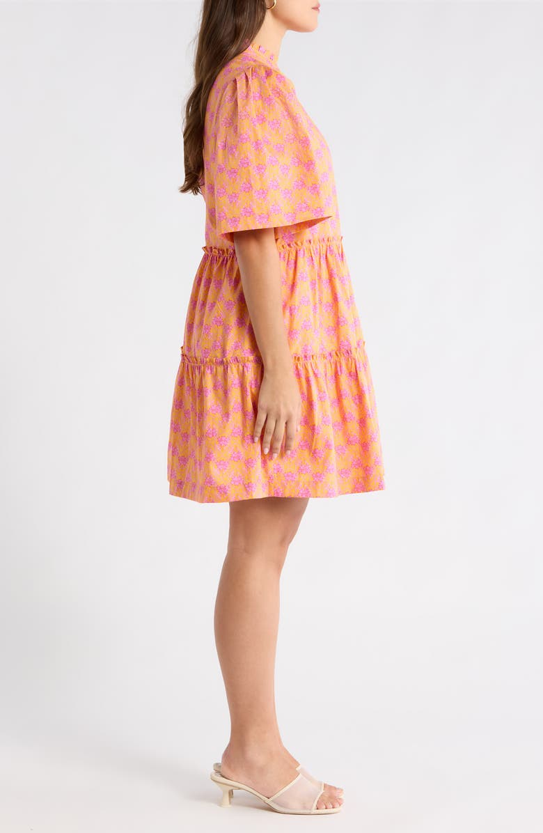SUGARLIPS Floral Dixie Tiered Cotton Dress, Alternate, color, Orange-Pinks-Multi