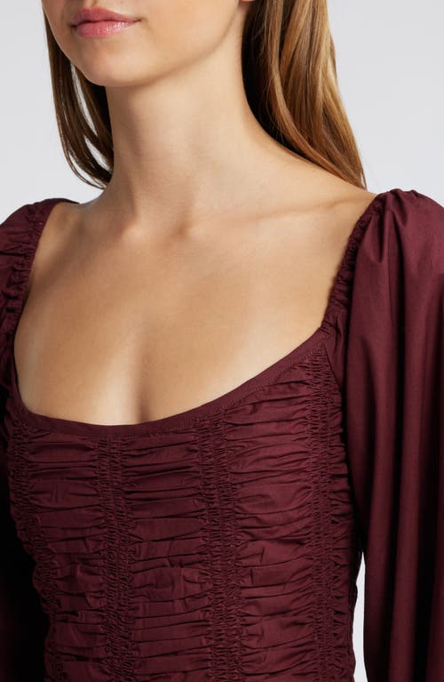 Faithfull The Brand Alma Balloon Sleeve Maxi Dress In Bordeaux