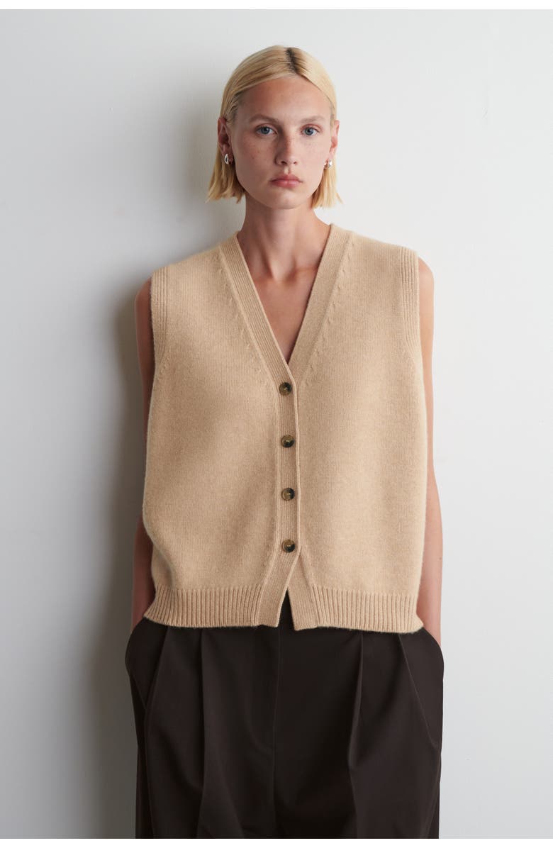 COS Knitted Cashmere-Blend Tank, Main, color, Beige