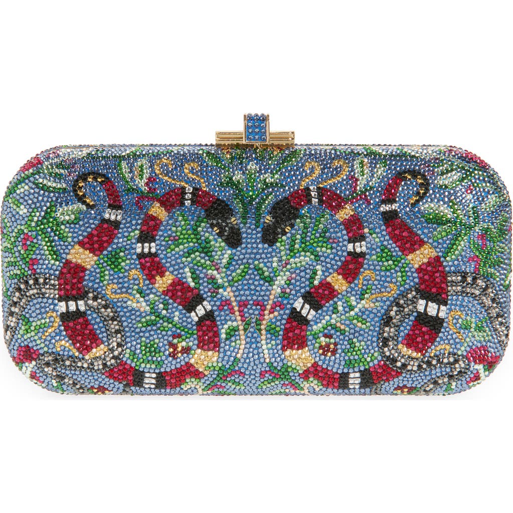 Judith Leiber Transformation Snake Long Slide Minaudiere In Champagne Denim Blue