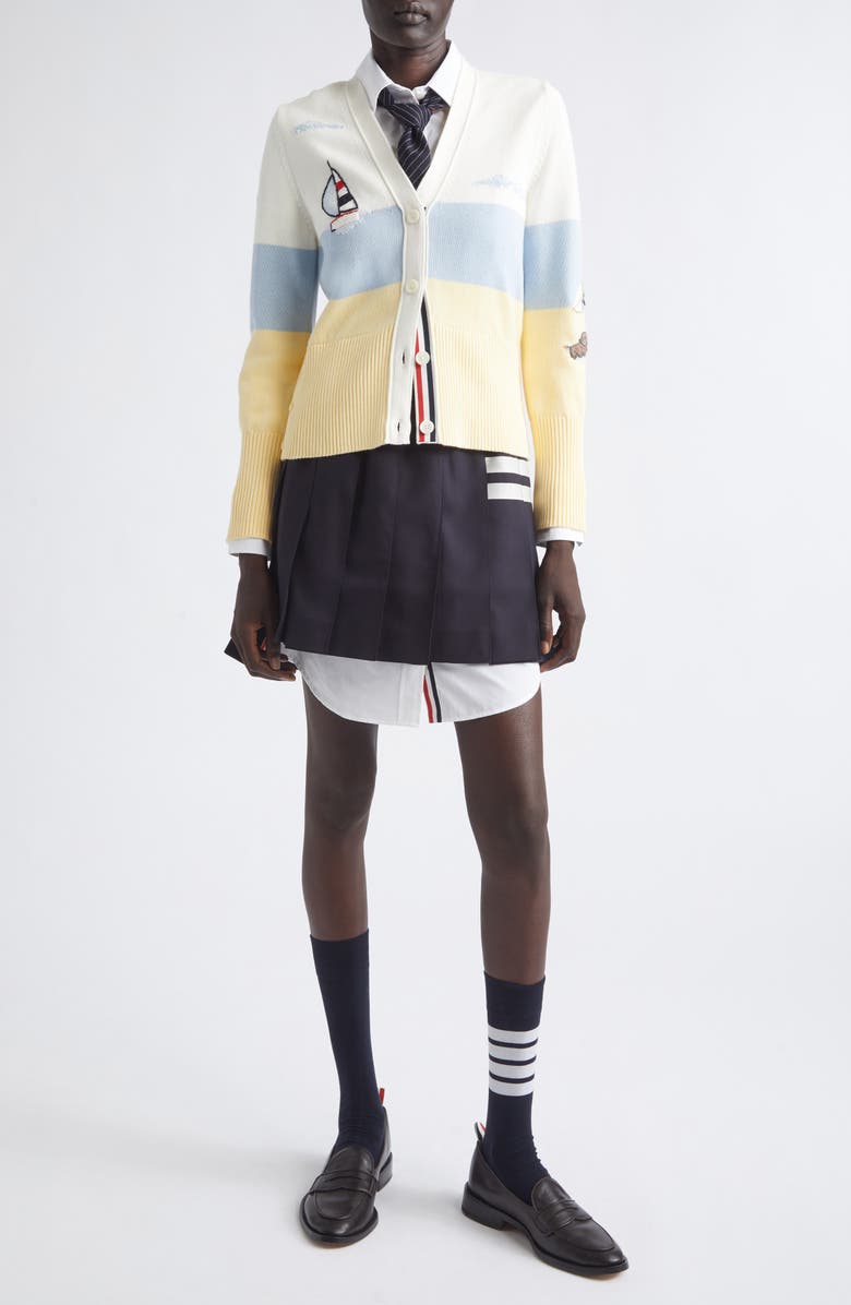 Thom Browne Long Sleeve Oxford Shirtdress, Alternate, color, White