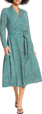 NIC+ZOE Olivia Shadow Dot Long Sleeve Faux Wrap Dress