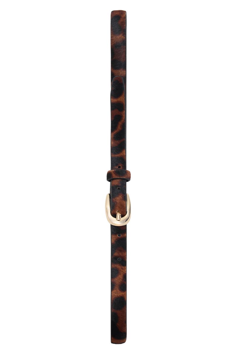 Leopard Print Calf Hair Belt, Alternate, color, BROWN