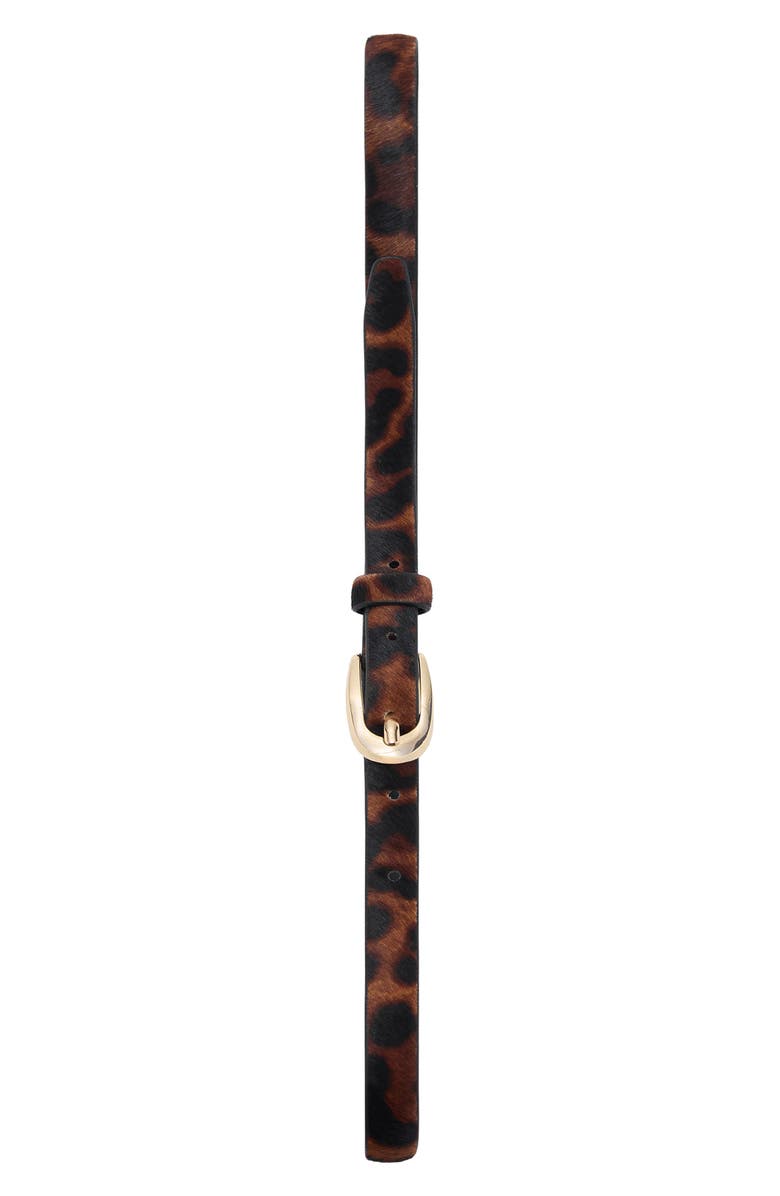 MANGO Leopard Print Calf Hair Belt, Alternate, color, Brown