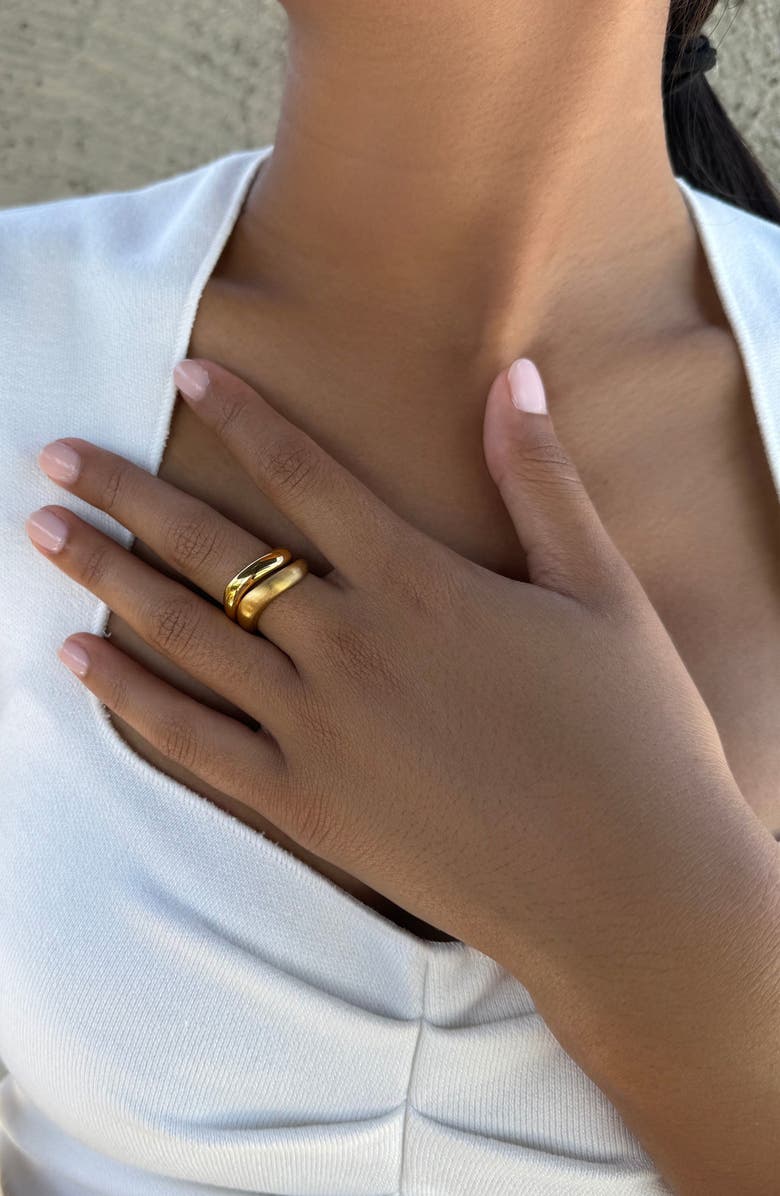 Adornia Set of 2 Wavy Band Rings, Alternate, color, Gold