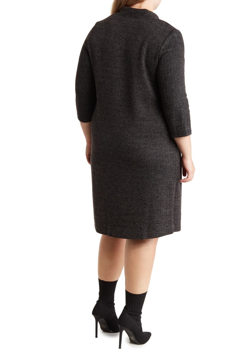 Rib Knit Jacket Midi Dress, Alternate, color, BLACK