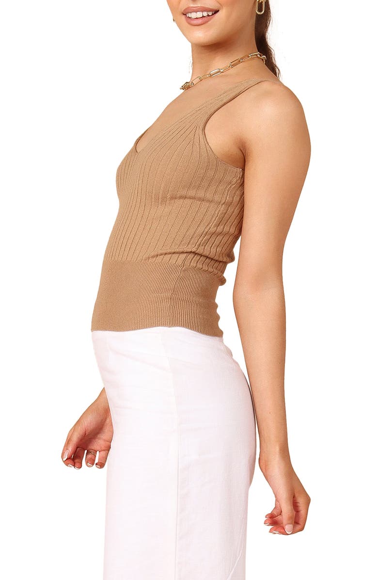 Petal & Pup Gemma V-Neck Rib Sweater Tank, Alternate, color, Camel