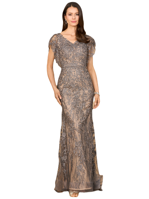 Cap Sleeve Mermaid V-neck Gown