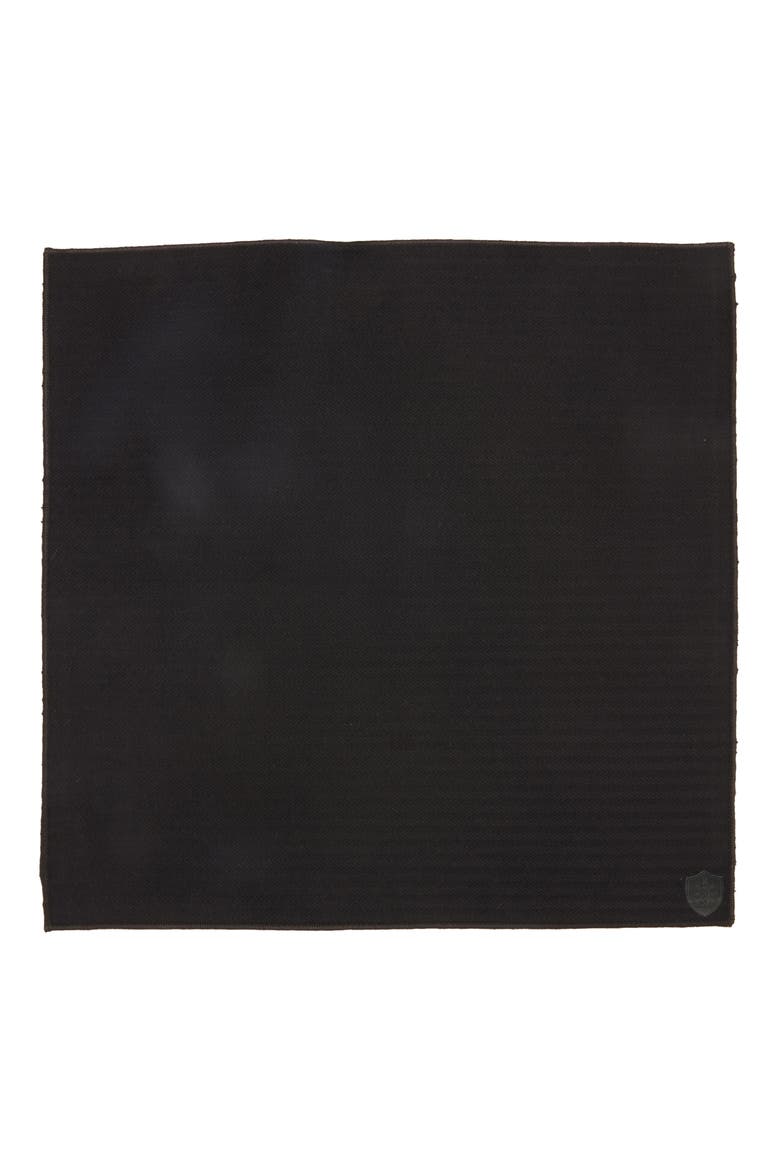 Herringbone Cotton Pocket Square, Alternate, color, BLACK