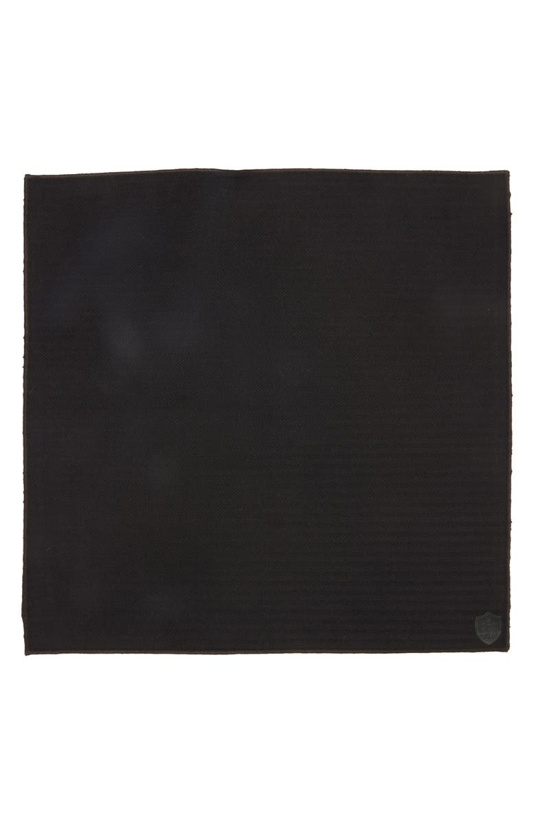 CLIFTON WILSON Herringbone Cotton Pocket Square, Alternate, color, Black