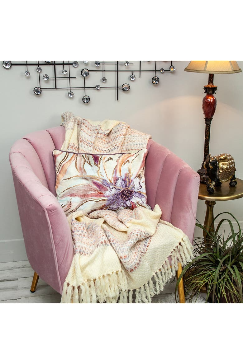 Zinnia Multicolored Throw Pillow, Alternate, color, PURPLE