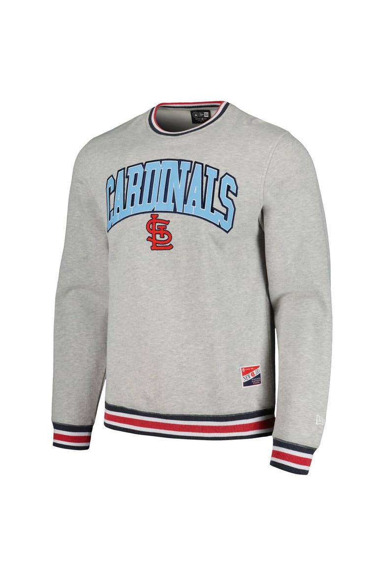 Men's New Era Heather Gray St. Louis Cardinals Throwback Classic Pullover Sweatshirt, Alternate, color, Heather Gray