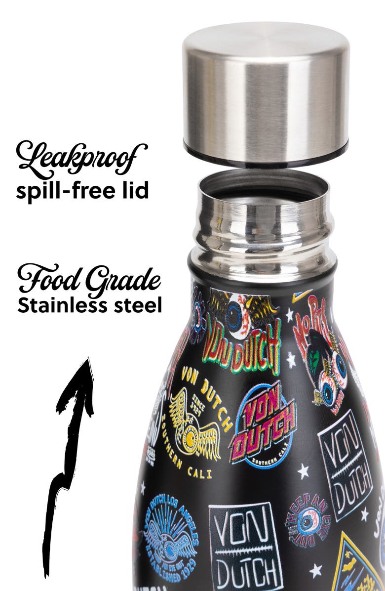 Von Dutch BPA Free 24oz Hydration Stainless Steel Bottle, Alternate, color, Black Jax