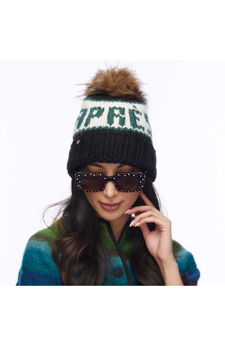 Lele Sadoughi Black & Forest Apres Beanie, Alternate, color, Black 001