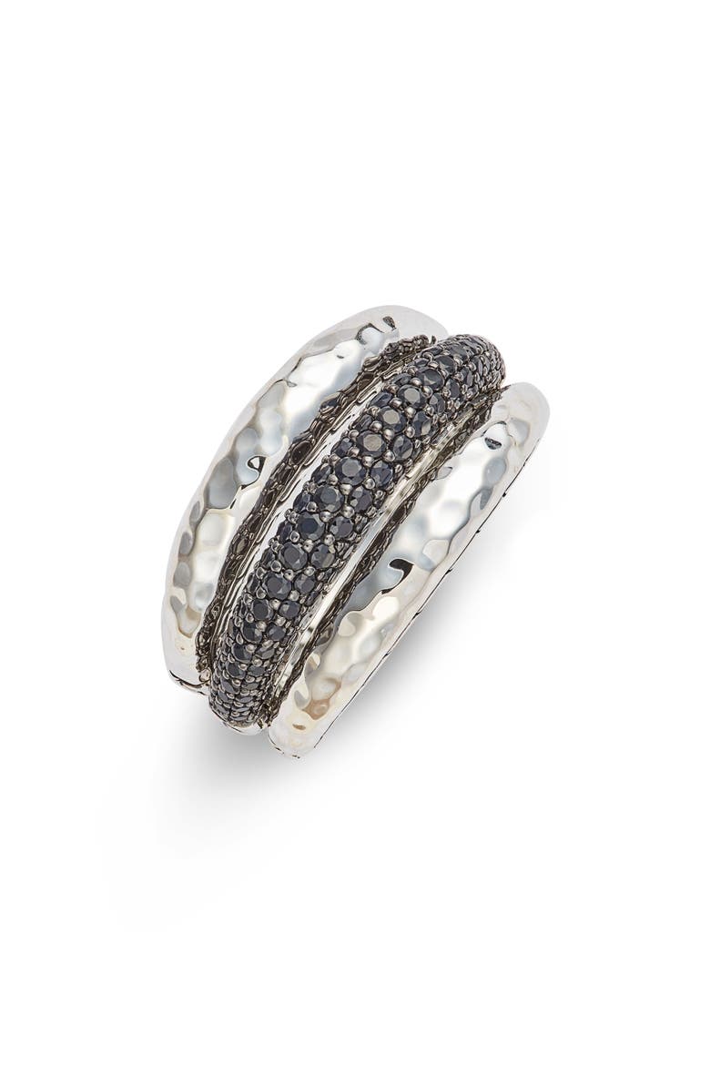 Classic Chain Hammered 3-Row Ring, Main, color, BLACK