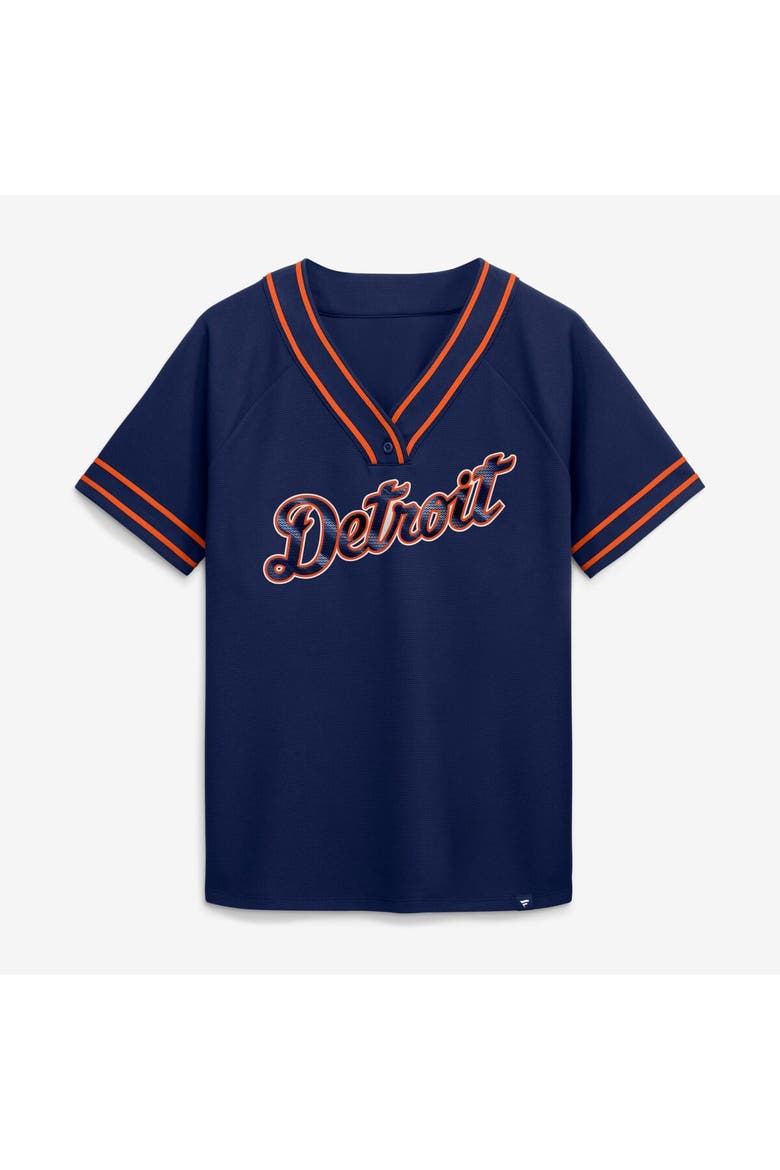 Women's Fanatics Navy Detroit Tigers Diva Race Ahead Raglan V-Neck T-Shirt, Alternate, color, Navy