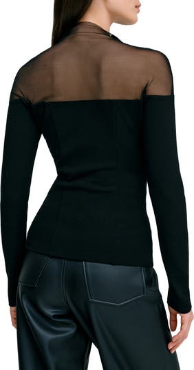 Joanna Sheer Yoke Funnel Neck Top