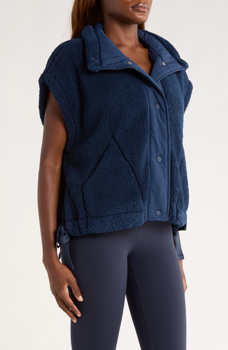 Free People FP Movement Scout It Out Fleece Vest, Alternate, color, Navy