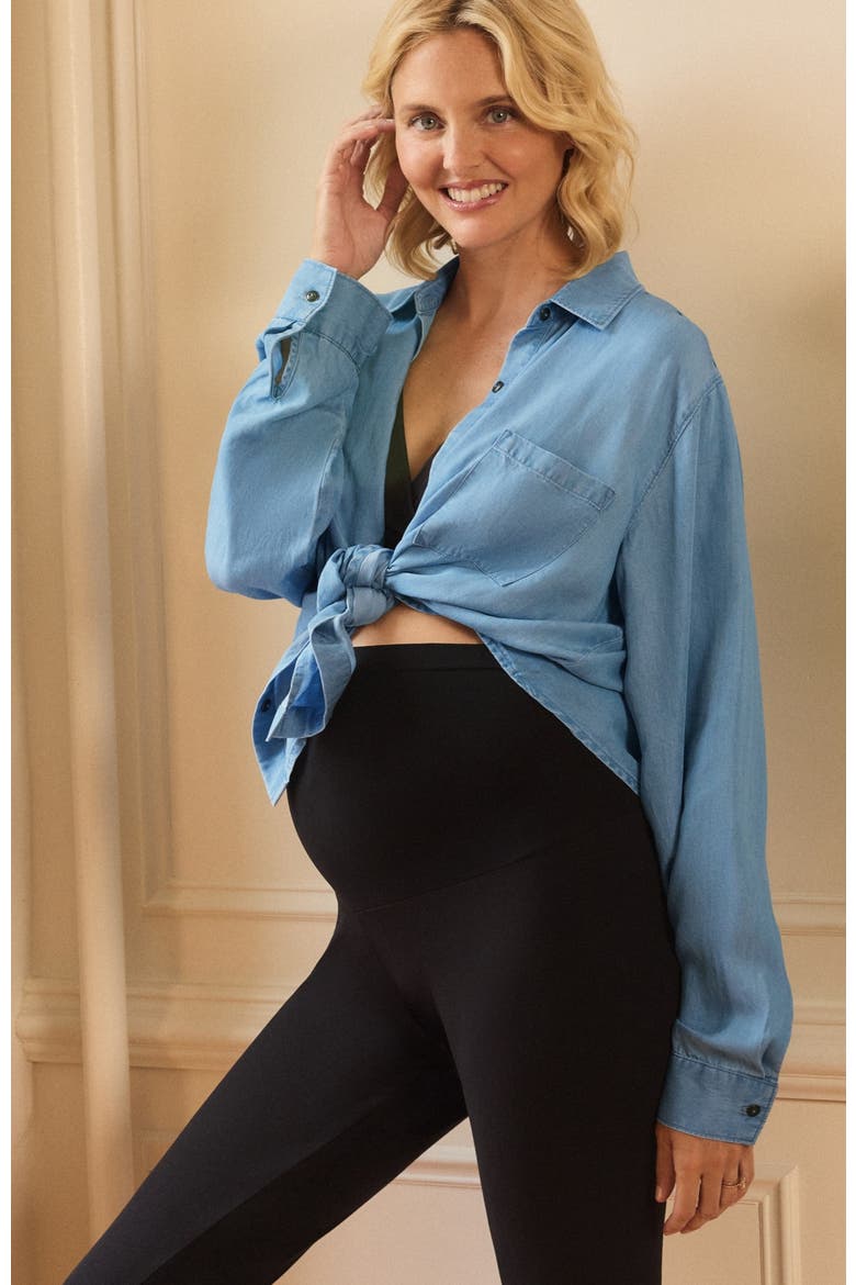 Long Sleeve Button-Up Poplin Shirt, Alternate, color, Medium Chambray
