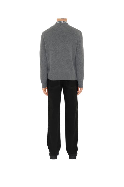 Shop Burberry Ekd Wool Cashmere Sweater In Grey