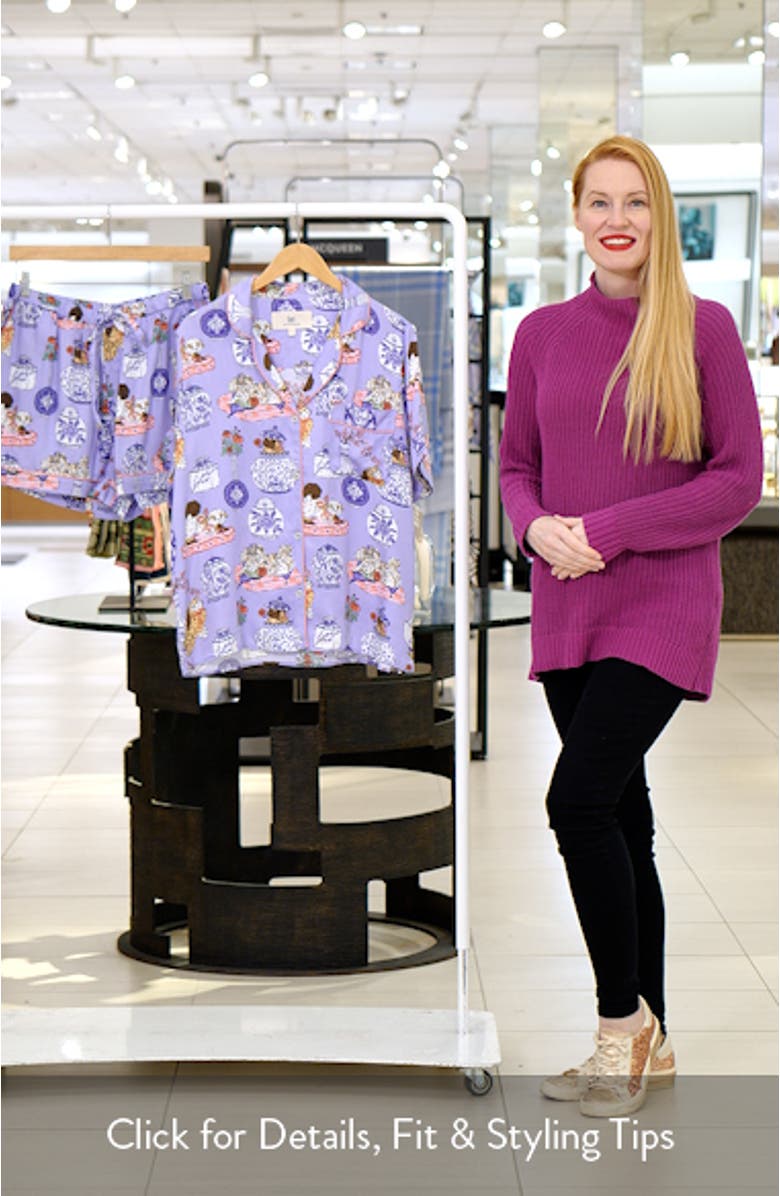 Mixed Print Satin Short Pajamas, sales video thumbnail